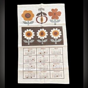 Vintage 1974 Kitchen Towel Calendar